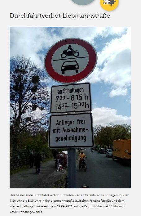 Verkehrsschild Durchfahrtverbot Liepmannstraße, Hannover Linden